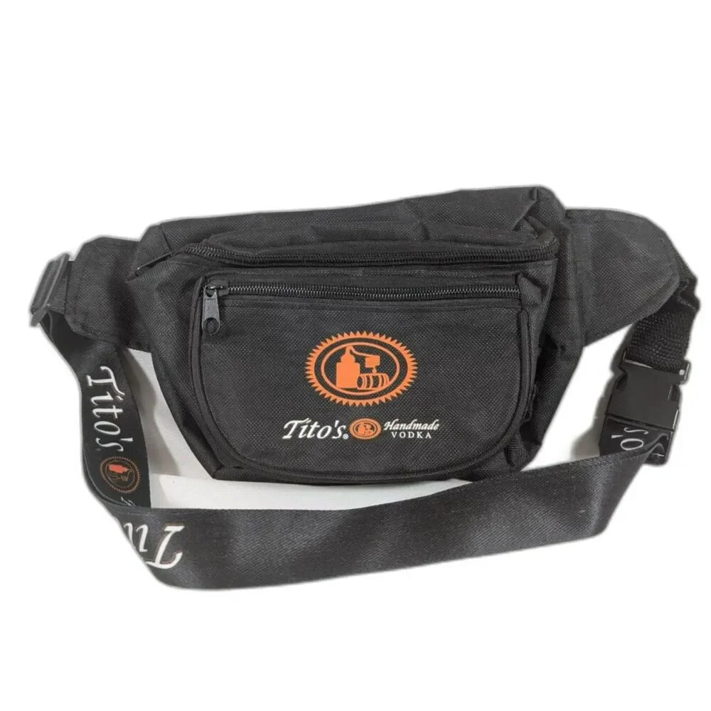 Tito's Handmade Vodka Black Fanny Pack Waist Bag 3 Pocket Adjustable OSFM